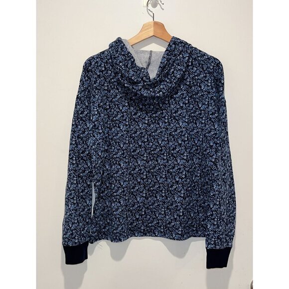 J.Crew Blue Floral Lightweight Stretch Pullover Hoodie Women's Size Large - Picture 3 of 8